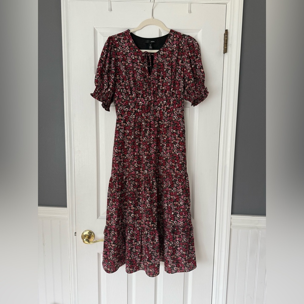 Aqua Floral Midi Dress